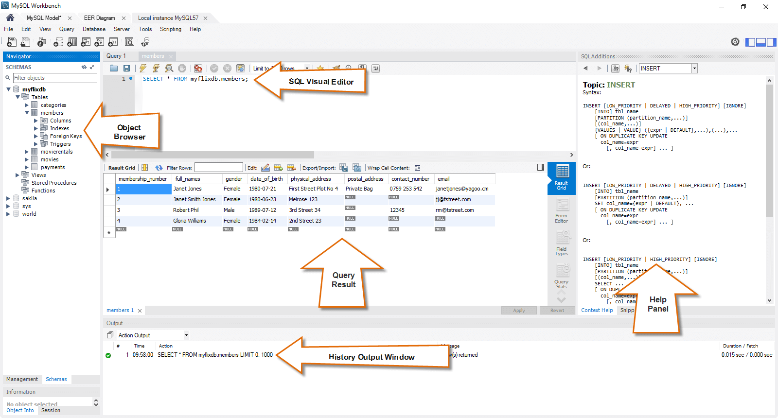 Схема данных mysql workbench